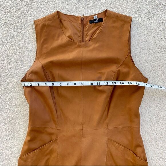SAS Sportswear Cognac Brown 100% Leather Dress, 6 - Picture 4 of 8
